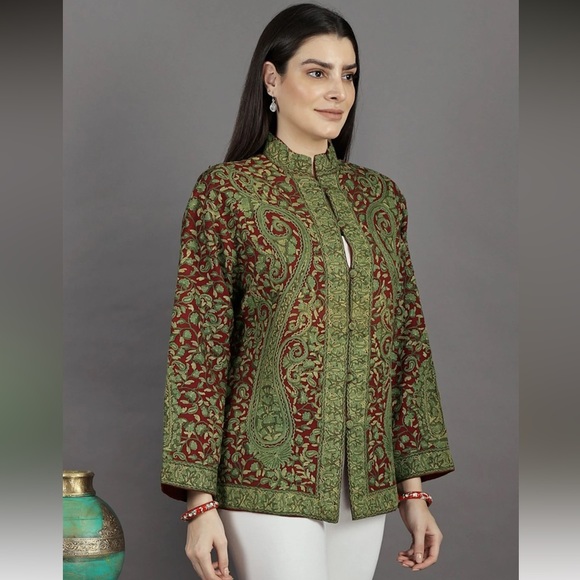 Kashmir Embroidered Paisley All-Over Wool Jacket, Size XL ✨ - Picture 12 of 12